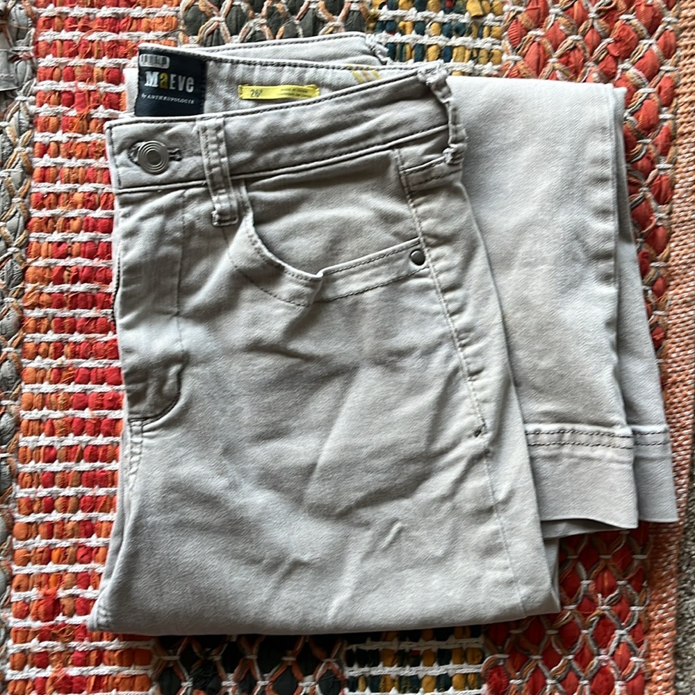 Maeve Stone color High Rise Cropped Wide-Leg Jean.